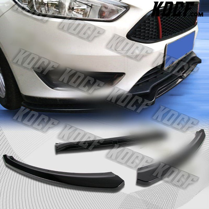 For 2015-2018 Ford Focus Painted Black Front Bumper Body Kit Spoiler Lip 3PCS - KOCF.com - Car Parts