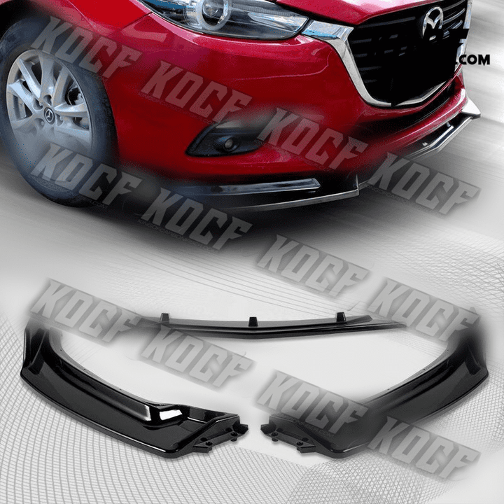 For 2014-2018 Mazda 3 Axela Painted Black Front Bumper Body Kit Spoiler Lip 3PCS - KOCF.com - Car Parts