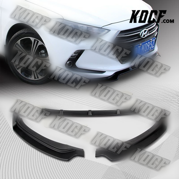 For 2017-2018 Hyundai Elantra Unpainted Black Front Bumper Body Spoiler Lip 3PCS - KOCF.com - Car Parts