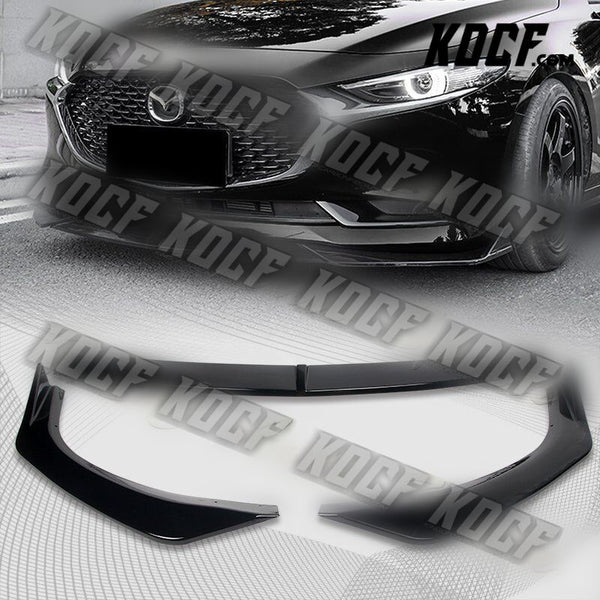 For 19-21 Mazda 3 Mazda3 JDM Painted Black Front Bumper Body Kit Spoiler Lip 3PC - KOCF.com - Car Parts