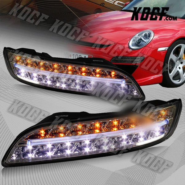 For 2004-2009 Porsche 911 997 Smoke Housing DRL LED Turn Signal Bumper Lights - KOCF.com - Car Parts