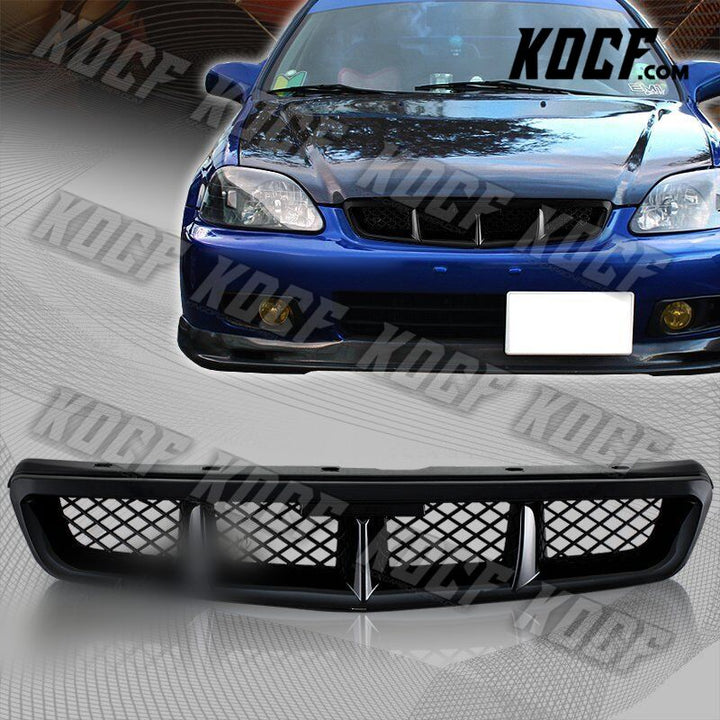 For 1999-2000 Honda Civic MUG Style ABS Black Front Hood Bumper Grille Grill - KOCF.com - Car Parts