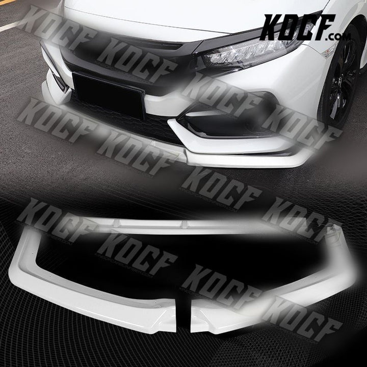 For 17-21 Honda Civic Hatchback Painted White MUG-Style Front Bumper Spoiler Lip - KOCF.com - Car Parts