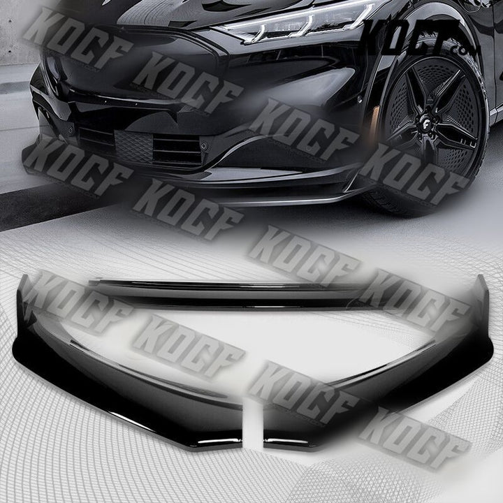 For 2021-2023 Ford Mustang Mach-E GT-Style Painted BLK Front Bumper Spoiler Lip - KOCF.com - Car Parts