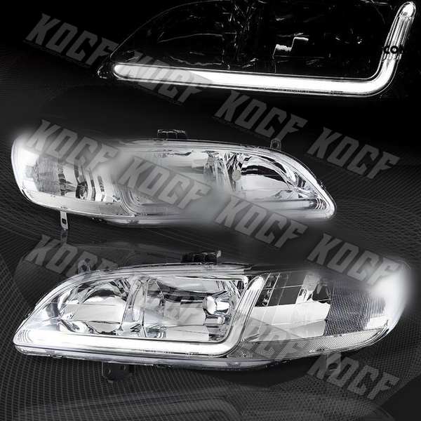 For 1998-2002 Honda Accord DRL LED Chrome Housing Headlights W/Clear Reflector - KOCF.com - Car Parts