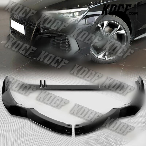 For 2022-2023 Audi S3 STP-Style Painted Black Front Bumper Splitter Spoiler Lip - KOCF.com - Car Parts