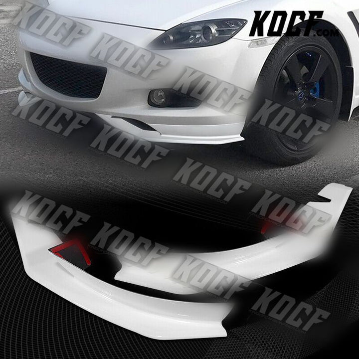 For 2004-2008 Mazda RX8 RX-8 MS-Style Painted White Front Bumper Spoiler Lip 2pc - KOCF.com - Car Parts