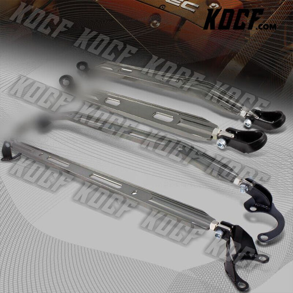 For 1996-2000 Honda Civic Gunmetal Aluminum Front+Rear+Upper+Lower Strut bar 4pc - KOCF.com - Car Parts