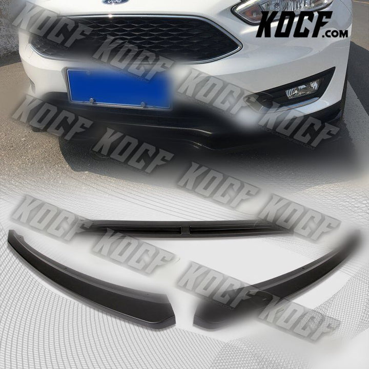 For 2015-2018 Ford Focus Unpainted Black Front Bumper Body Kit Spoiler Lip 3PCS - KOCF.com - Car Parts