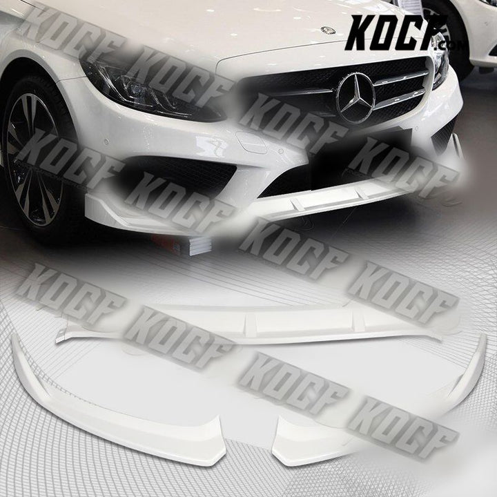 For 2015-2018 Mercedes W205 C-Class Painted White Front Bumper Body Kit Lip 3PCS - KOCF.com - Car Parts