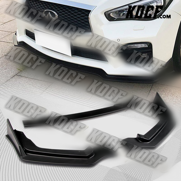 For 2014-2017 Infiniti Q50 Sport Unpainted Black Front Bumper Body Kit Lip 3PCS - KOCF.com - Car Parts