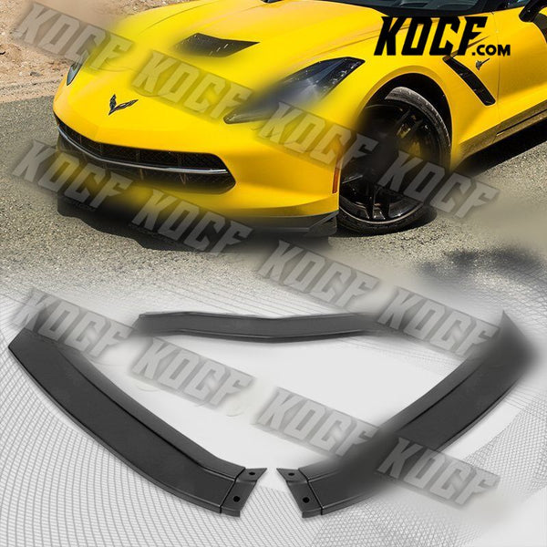 For 14-19 Chevrolet Corvette C7 Stage 2 Black Front Bumper Splitter Spoiler Lip - KOCF.com - Car Parts