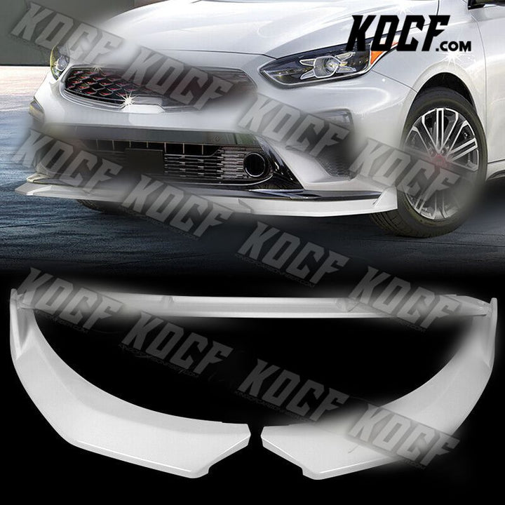 For 2019-2021 Kia Forte STP-Style Painted White Front Bumper Body Spoiler Lip - KOCF.com - Car Parts