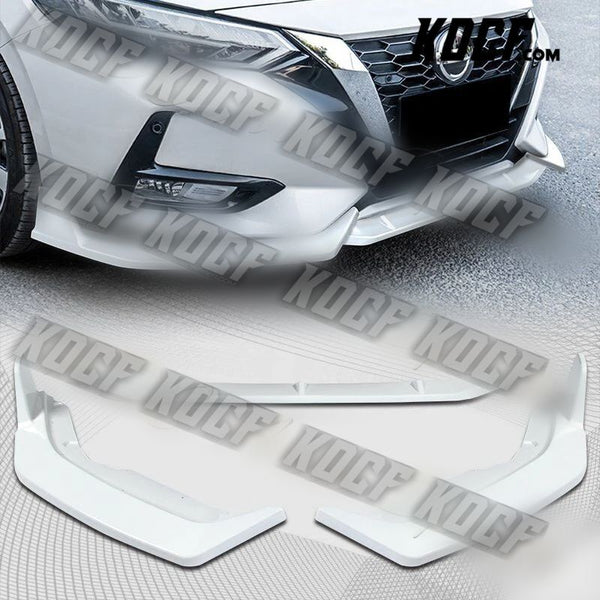 For 2020-2022 Nissan Sentra Painted White Front Bumper Body Kit Spoiler Lip 3PCS - KOCF.com - Car Parts