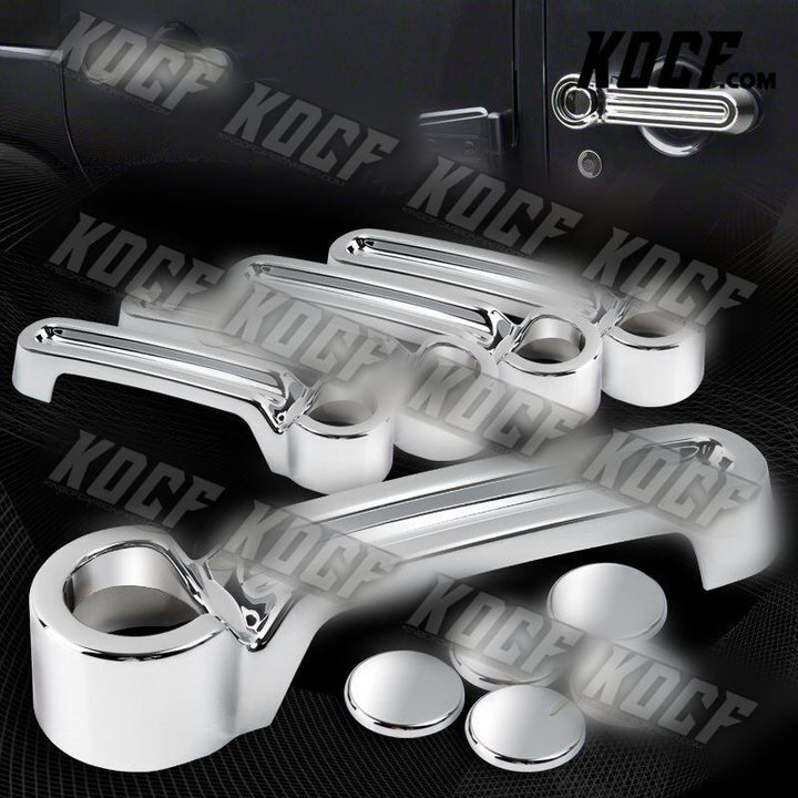 For 2006-2018 Jeep Wrangler Mirror Chrome Door Handle Cover Cap Trim Kit 5-Pcs - KOCF.com - Car Parts