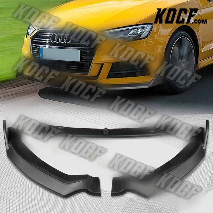 For 17-20 Audi A3 S3 Sport Matt Black Front Bumper Body Kit Spoiler Splitter Lip - KOCF.com - Car Parts