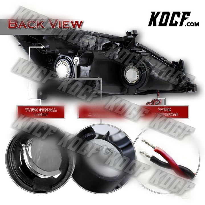 For 2003-2007 Honda Accord DRL LED Chrome Housing Headlights W/Amber Reflector - KOCF.com - Car Parts