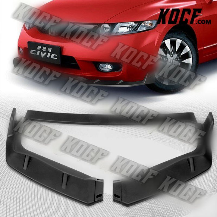 For 2009-2011 Honda Civic 4DR GT-Style Matt Black Front Bumper Body Spoiler Lip - KOCF.com - Car Parts