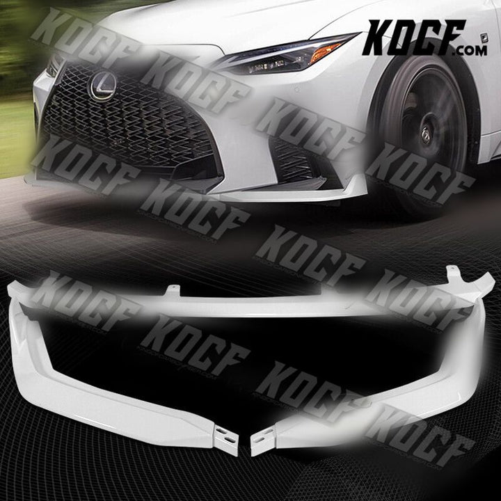 For 2021-2022 Lexus IS350 IS500 F-Sport V-Style Painted White Front Bumper Lip - KOCF.com - Car Parts