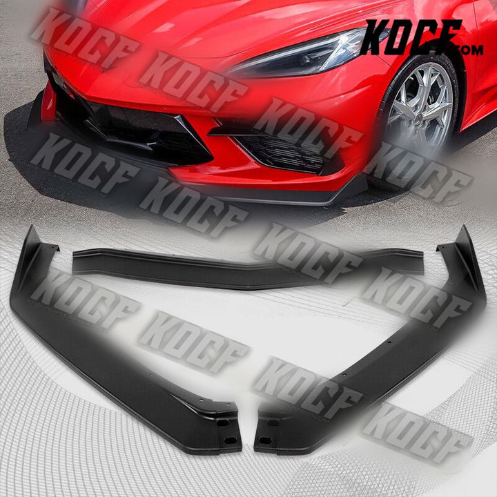 For 2020-2023 Chevy Corvette C8 5VM-Style Matt Black Front Bumper Spoiler Lip - KOCF.com - Car Parts