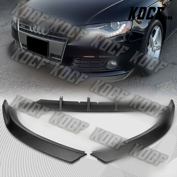 For 2009-2012 Audi A4 B8 Sedan STP-Style Matt Black Front Bumper Spoiler Lip 3pc - KOCF.com - Car Parts