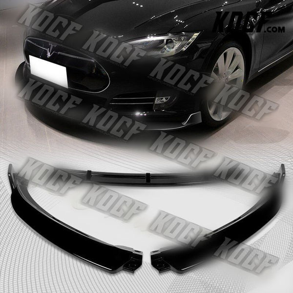 For 2012-2016 Tesla Model S V2 Painted Black Front Bumper Splitter Spoiler Lip - KOCF.com - Car Parts