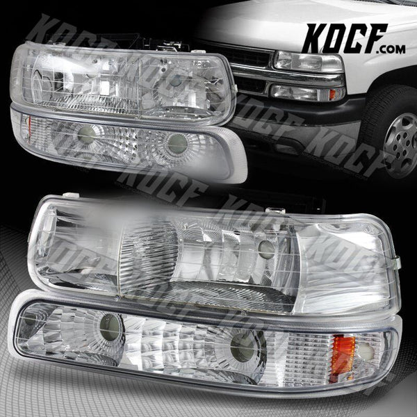 For 2000-2006 Chevy Suburban 1500 2500 Chrome Housing Headlights + Bumper Lamps - KOCF.com - Car Parts