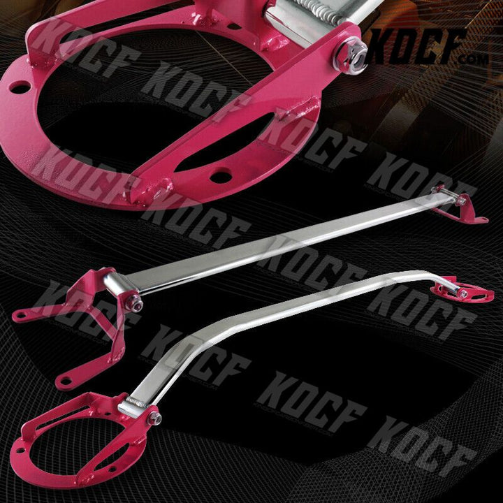 For 2008-2014 Subaru Impreza WRX STI Aluminum Front+Rear Upper Strut Bar-Pink - KOCF.com - Car Parts