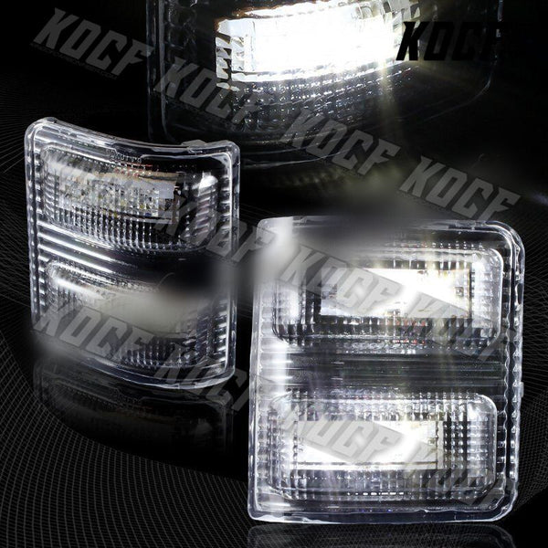 For 2008-2016 Ford Super duty Clear Side Mirror White LED Running Signal Lights - KOCF.com - Car Parts