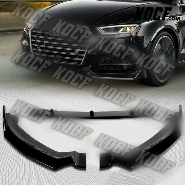 For 17-20 Audi A3 S3 Sport Painted Black Front Bumper Body Splitter Spoiler Lip - KOCF.com - Car Parts