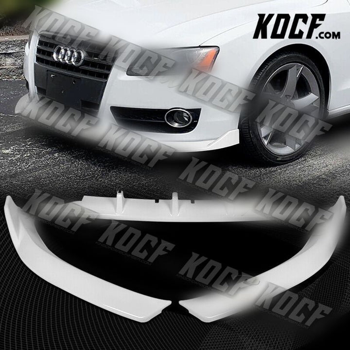 For 2008-2012 Audi A5/Quattro STP-Style Painted White Front Bumper Spoiler Lip - KOCF.com - Car Parts