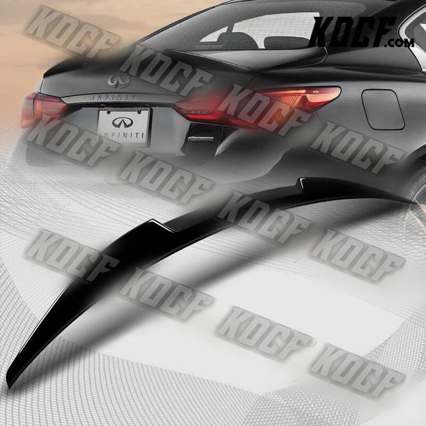 For 2014-2022 Infiniti Q50 W-Power Pearl Black V-Style Rear Trunk Spoiler Wing - KOCF.com - Car Parts