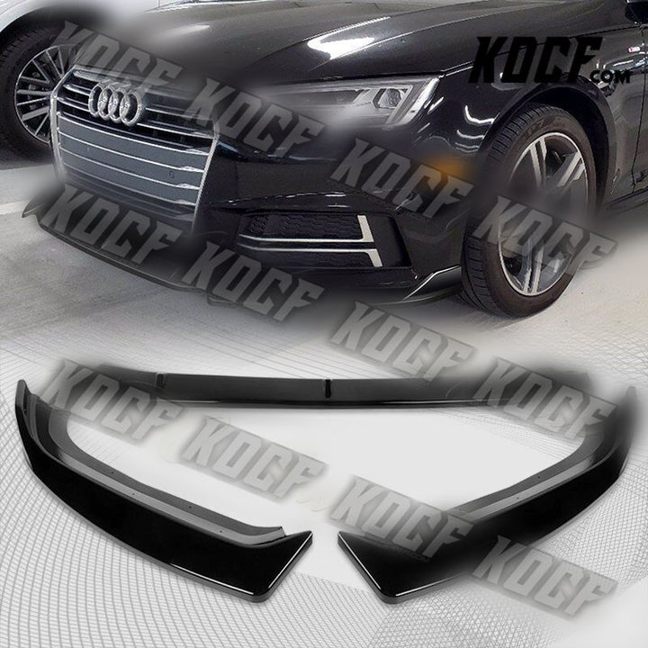 For 2017-2019 Audi A4 S4 B9 S-Line Painted BLK Front Bumper Splitter Spoiler Lip - KOCF.com - Car Parts