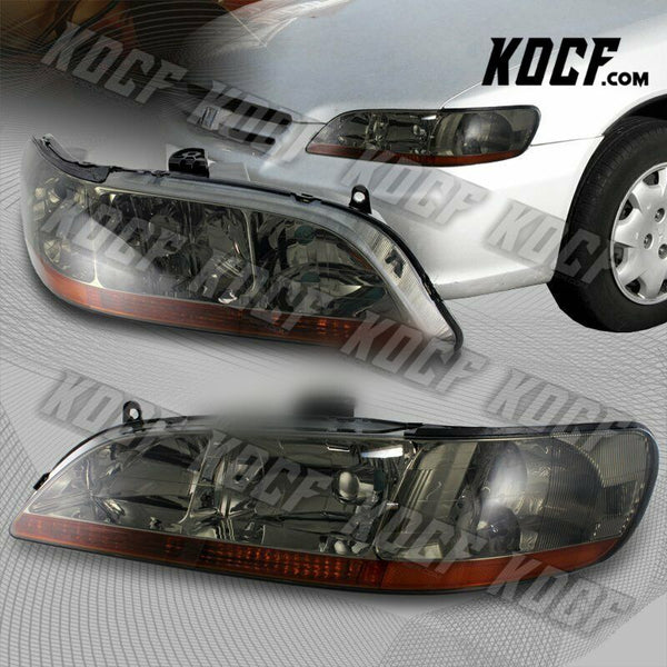 For 1998-2002 Honda Accord Chrome Housing Smoke Lens Amber Reflector Headlights - KOCF.com - Car Parts