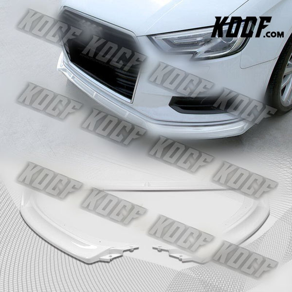 For 2017-2020 Audi A3 Painted White Front Bumper Body Kit Spoiler Lip 3PCS - KOCF.com - Car Parts