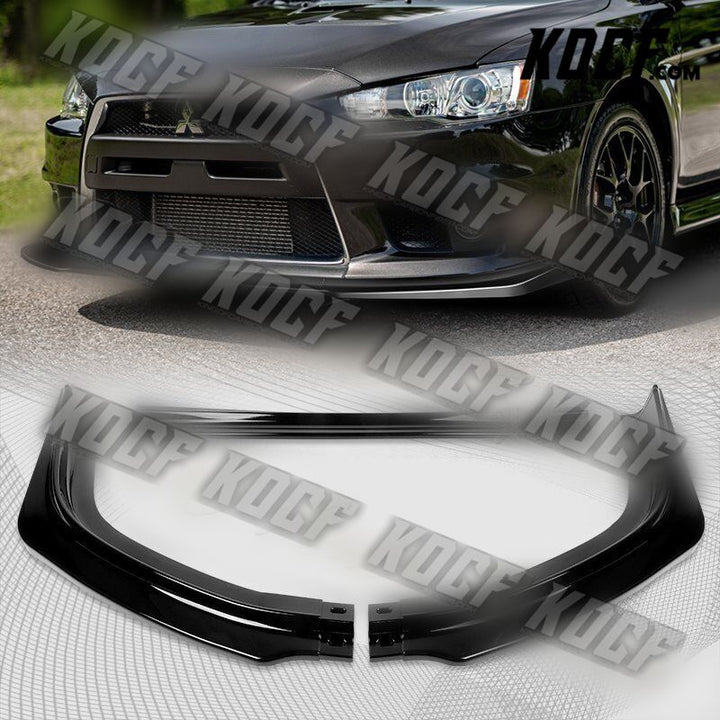 For 2008-2015 Mitsubishi EVO X R-Style Painted Black Front Bumper Spoiler Lip - KOCF.com - Car Parts