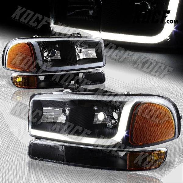 For 2000-2006 GMC Yukon XL 1500 2500 DRL LED Black Amber Headlights+Bumper 4PCS - KOCF.com - Car Parts