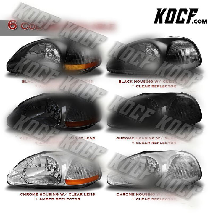 For 96-98 Honda Civic 2/3/4DR Smoke Lens Headlights W/Amber Reflector Lamps - KOCF.com - Car Parts