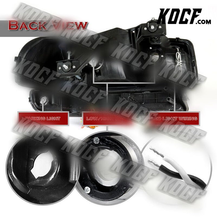 For 1999-2007 GMC Sierra Yukon DRL LED Chrome Clear Headlights+Bumper Lamps 4PCS - KOCF.com - Car Parts