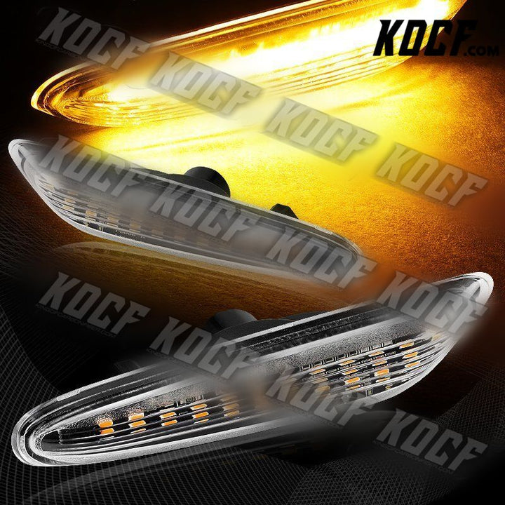 For 2006-2011 BMW 3-Series E90 E91 Clear Lens Amber LED Side Marker Lights Lamp - KOCF.com - Car Parts