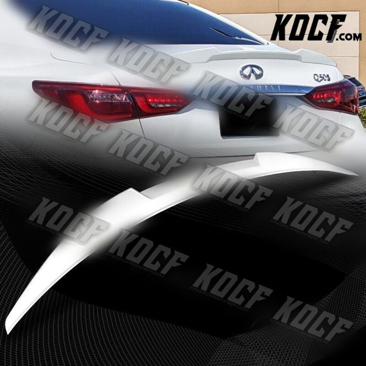 For 2014-2022 Infiniti Q50 W-Power Pearl White V-Style Rear Trunk Spoiler Wing - KOCF.com - Car Parts