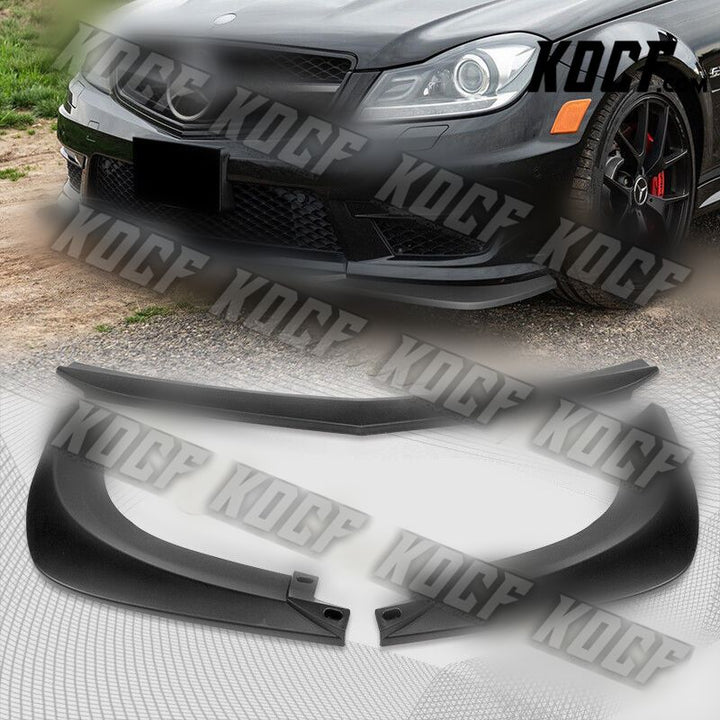 For 2012-2014 Mercedes-Benz W204 C63 AMG Matt Black Front Bumper Spoiler Lip - KOCF.com - Car Parts