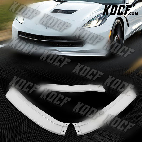 For 14-19 Corvette C7 Stage 2 Painted White Front Bumper Splitter Spoiler Lip - KOCF.com - Car Parts