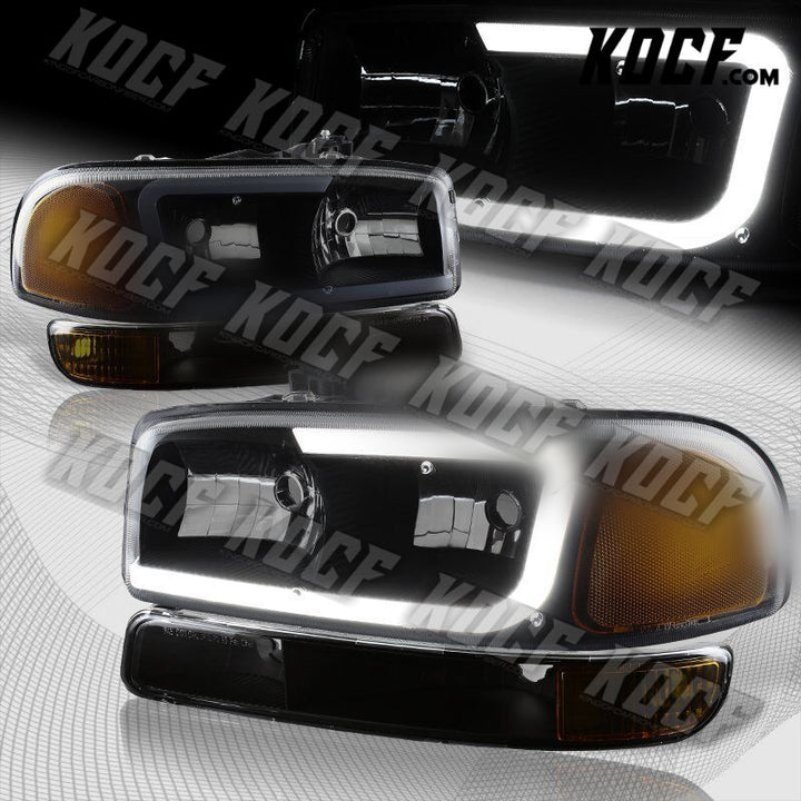 For 2000-2006 GMC Yukon XL 1500 2500 G2 DRL LED Black Smoke Headlights+Bumper 4P - KOCF.com - Car Parts