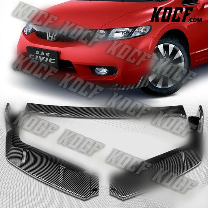 For 2009-2011 Honda Civic 4DR GT-Style Carbon Look Front Bumper Body Spoiler Lip - KOCF.com - Car Parts