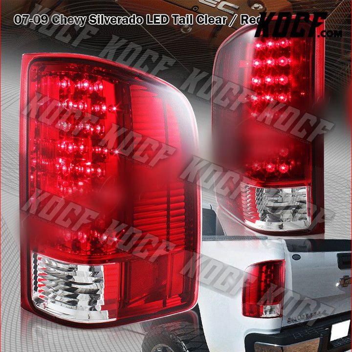 For 2007-2013 GMC Sierra 3500HD LED Red/Clear Lens Rear Brake Tail Lights Lamps - KOCF.com - Car Parts