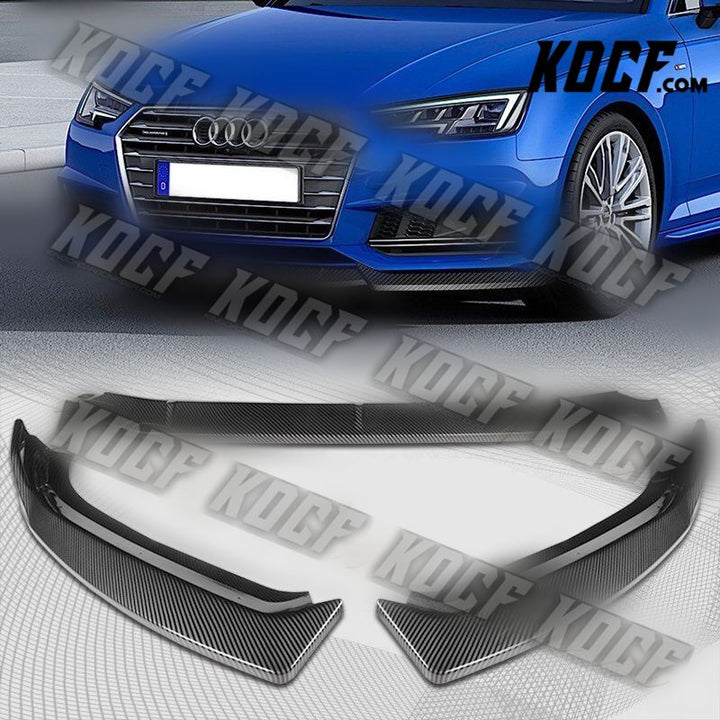 For 2017-2019 Audi A4 S4 S-Line Carbon Painted Front Bumper Splitter Spoiler Lip - KOCF.com - Car Parts