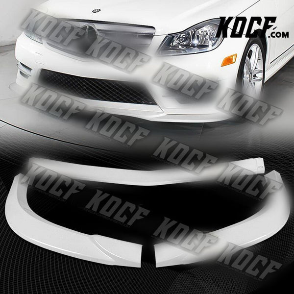 For 2011-2014 Mercedes C-Class Sport W204 Painted White Front Bumper Spoiler Lip - KOCF.com - Car Parts