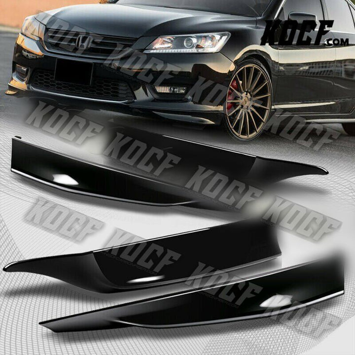 For 13-15 Accord 4-DR HFP-Style Painted Black Front+Rear Bumper Spoiler Lip 4pc - KOCF.com - Car Parts