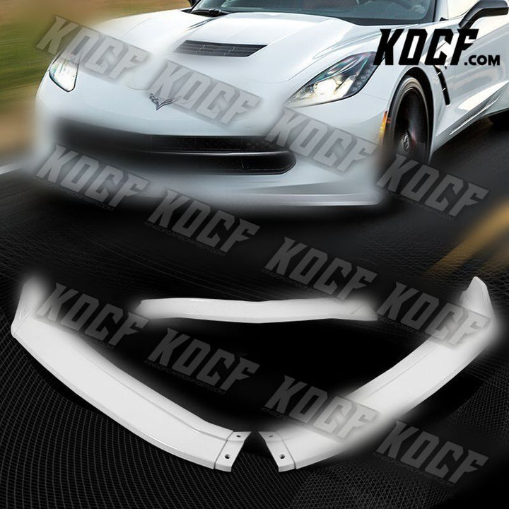 For 2014-2019 Chevy Corvette C7 ST-Style Painted White Front Bumper Spoiler Lip - KOCF.com - Car Parts